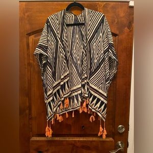 Navy and coral kimono/bathing suit coverup